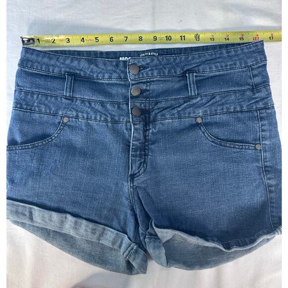 Mossimo Supply Co Junior sz 17 High Waisted Button Up Denim Shorts Cuffed Sailor - Picture 4 of 7